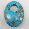 Turquoise Pendant，30x40mm, Hole:Approx 12mm, Sold by PC