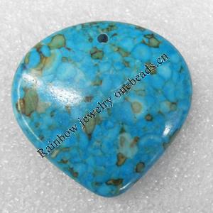 Turquoise Pendant，40x38mm, Hole:Approx 1mm, Sold by PC