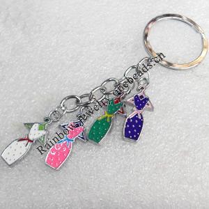 Zinc Alloy keyring Jewelry Chains, 14x30mm, Length Approx:10cm, Sold by Dozen