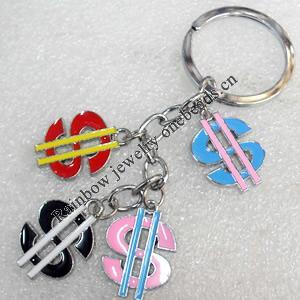 Zinc Alloy keyring Jewelry Chains, 18x25mm, Length Approx:10cm, Sold by Dozen