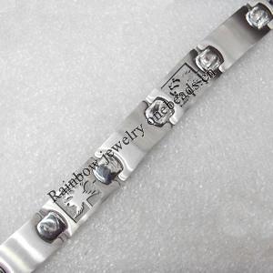 Stainless Steel Bracelet, wideth:12mm, Sold per 7.8-inch Strand