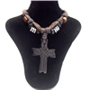 Tibetan Yak Bone Necklace，Cross, 30x44mm，Length:16-inch, Sold by Dozen