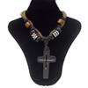Tibetan Yak Bone Necklace，Cross, 25x50mm，Length:16-inch, Sold by Dozen