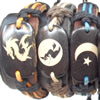 Cowhide with Ox Bone Bracelet，wideth:12mm, Length:17cm, Sold by Dozen