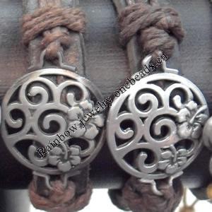 Cowhide with Alloy Bracelet, wideth:12mm, Length:17cm, Sold by Dozen