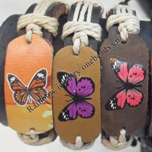 Painted Cowhide Bracelet, wideth:12mm, Length:17cm, Sold by Dozen