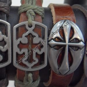 Cowhide with Alloy Bracelet, wideth:12mm, Length:17cm, Sold by Dozen