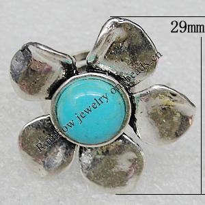 Alloy Ring, Flower 29mm, Sold by Group