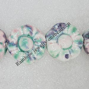 Ceramics Beads, Flower 34mm Hole:3mm, Sold by Bag