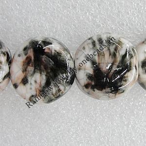 Ceramics Beads, Flat Round 24mm Hole:2.5mm, Sold by Bag