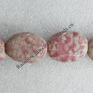 Ceramics Beads, Flat Oval 31x23mm Hole:3.5mm, Sold by Bag