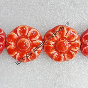 Ceramics Beads, Flower 34mm Hole:3mm, Sold by Bag