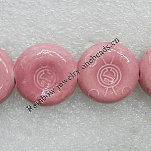 Ceramics Beads, Flat Round 23mm Hole:3.5mm, Sold by Bag