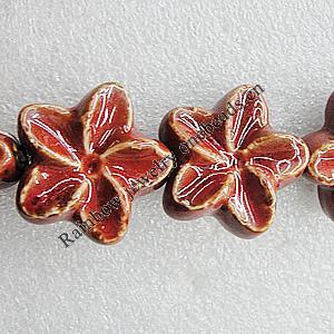 Ceramics Beads, Flower 31mm Hole:3mm, Sold by Bag