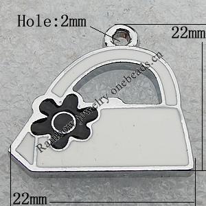 Zinc Alloy Enamel Pendants, Bag 22x22mm Hole:2mm, Sold by PC