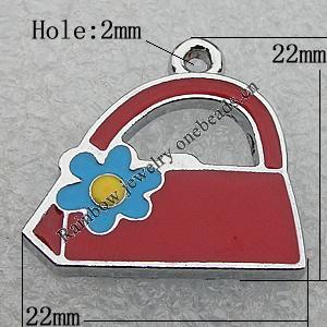 Zinc Alloy Enamel Pendants, Bag 22x22mm Hole:2mm, Sold by PC