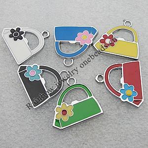 Zinc Alloy Enamel Pendants, Mix Color, Bag 22x22mm Hole:2mm, Sold by Group