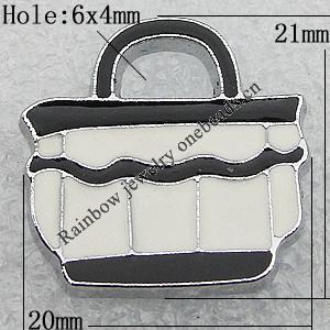 Zinc Alloy Enamel Pendants, Bag 21x20mm Hole:6x4mm, Sold by PC