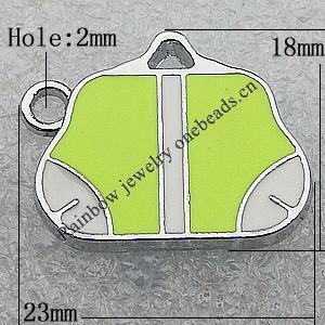 Zinc Alloy Enamel Pendants, Bag 23x18mm Hole:2mm, Sold by PC