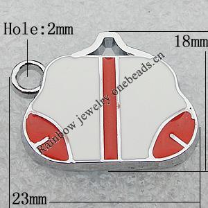 Zinc Alloy Enamel Pendants, Bag 23x18mm Hole:2mm, Sold by PC