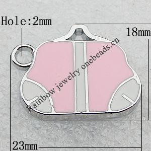 Zinc Alloy Enamel Pendants, Bag 23x18mm Hole:2mm, Sold by PC