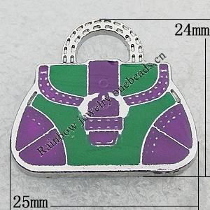 Zinc Alloy Enamel Pendants, Bag 24x25mm Hole:7x4.5mm, Sold by PC