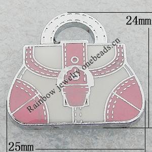 Zinc Alloy Enamel Pendants, Bag 24x25mm Hole:7x4.5mm, Sold by PC