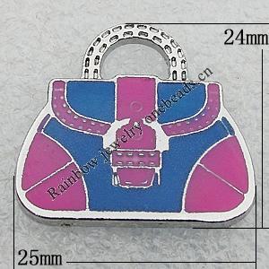 Zinc Alloy Enamel Pendants, Bag 24x25mm Hole:7x4.5mm, Sold by PC