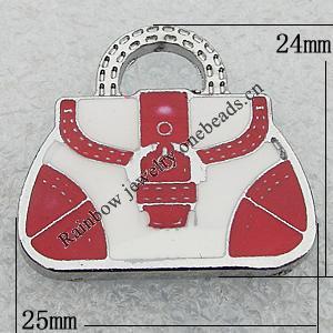 Zinc Alloy Enamel Pendants, Bag 24x25mm Hole:7x4.5mm, Sold by PC