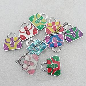 Zinc Alloy Enamel Pendants, Mix Color, Bag 24x25mm Hole:7x4.5mm, Sold by Group