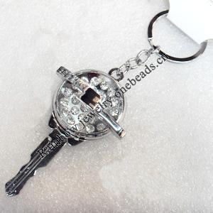 Zinc Alloy keyring Jewelry Chains, 43x75mm, Length Approx:15cm, Sold by Dozen