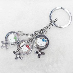 Zinc Alloy keyring Jewelry Chains, 22x36mm, Length Approx:11cm, Sold by Dozen