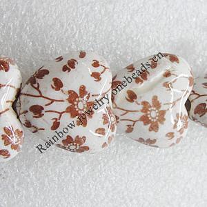 Ceramics Beads, Heart 34x30m, Hole:3.5mm, Sold by Bag