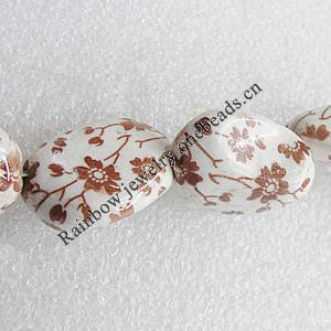 Ceramics Beads, Nugget 26x20mm Hole:2.5mm, Sold by Bag