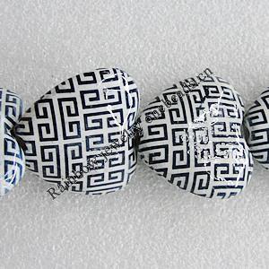 Ceramics Beads, Heart 34x30m, Hole:3.5mm, Sold by Bag