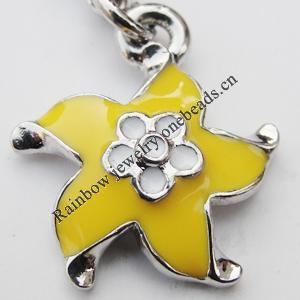 Zinc Alloy Enamel Pendants, Nickel-free & Lead-free, A Grade Flower 18x15mm Hole:2mm, Sold by PC