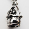 Zinc Alloy Charm/Pendants, Nickel-free & Lead-free, A Grade Flowerpot 15x8mm Hole:2mm, Sold by PC