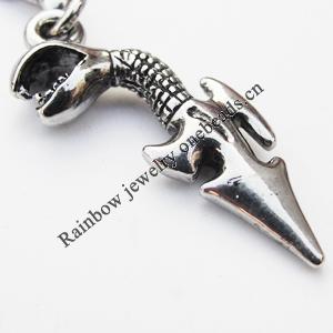 Zinc Alloy Charm/Pendants, Nickel-free & Lead-free, A Grade Animal 13x27mm Hole:2mm, Sold by PC