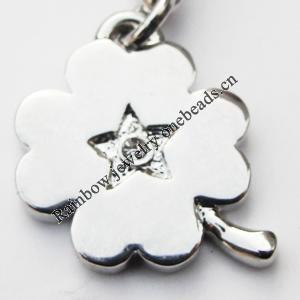 Zinc Alloy Charm/Pendant with Crystal, Nickel-free & Lead-free, A Grade Flower 20x15mm Hole:2mm, Sold by PC