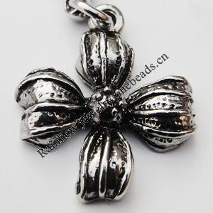 Zinc Alloy Charm/Pendants, Nickel-free & Lead-free, A Grade Flower 18x23mm Hole:2mm, Sold by PC