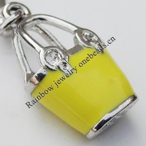 Zinc Alloy Enamel Charm/Pendant with Crystal, Nickel-free & Lead-free, A Grade Bag 21x13x7mm Hole:2mm, Sold by PC