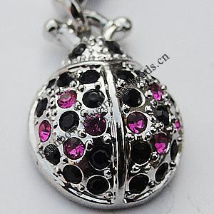 Zinc Alloy Charm/Pendant with Crystal, Nickel-free & Lead-free, A Grade Animal 19x15mm Hole:2mm, Sold by PC