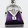 Zinc Alloy Enamel Charm/Pendant with Crystal, Nickel-free & Lead-free, A Grade Handbag 22x14mm Hole:2mm, Sold by PC