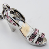 Zinc Alloy Enamel Charm/Pendant with Crystal, Nickel-free & Lead-free, A Grade High-heeled shoes 220x17x11mm Hole:2mm, S