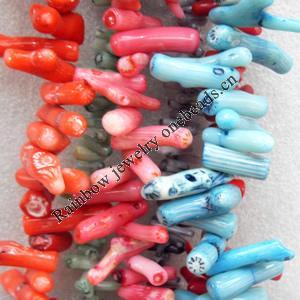 Coral Beads, Chips, Mix Colour, 28x6-18x6mm, Hole:Approx 0.1mm, Sold by KG