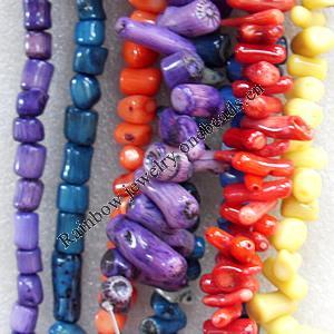 Coral Beads, Chips, Mix Colour, 15x5-21x7mm, Hole:Approx 0.1mm, Sold by KG