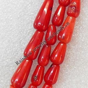 Coral Beads, Teardrop, 8x14mm, Hole:Approx 1mm, Sold per 16-inch Strand