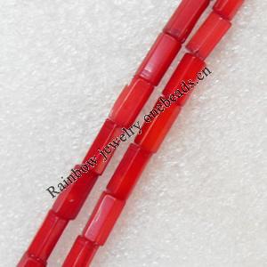 Coral Beads, Faceted Tube, 5x10mm, Hole:Approx 1mm, Sold per 16-inch Strand