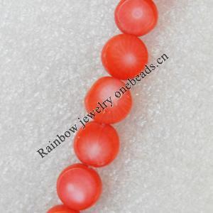 Coral Beads, Flat Round, 11x5mm, Hole:Approx 1mm, Sold per 16-inch Strand