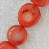 Coral Beads, Flat Round, About:12x7mm, Hole:Approx 1mm, Sold per 16-inch Strand